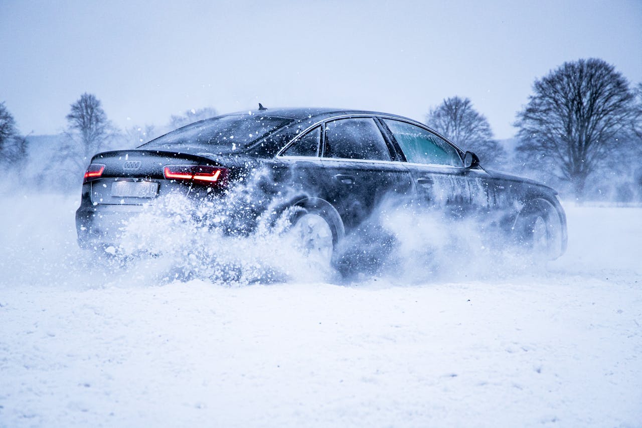 Car driving in snow