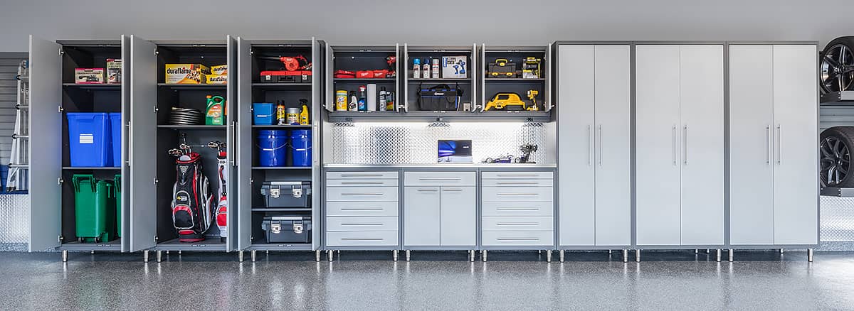 Garage store storage cabinets