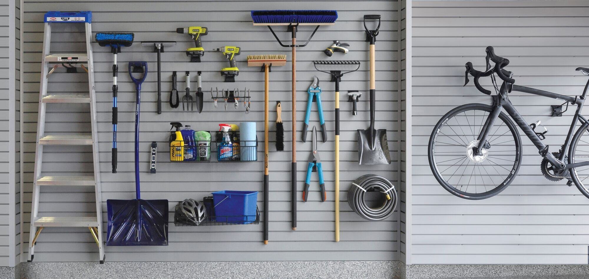 garden tools on wall