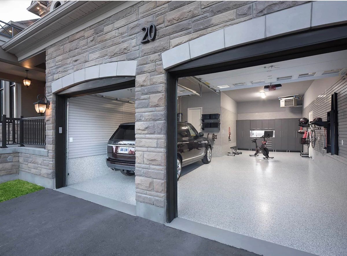 open garage with vehicle inside